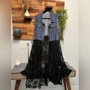 Denim and Lace Vest Dress